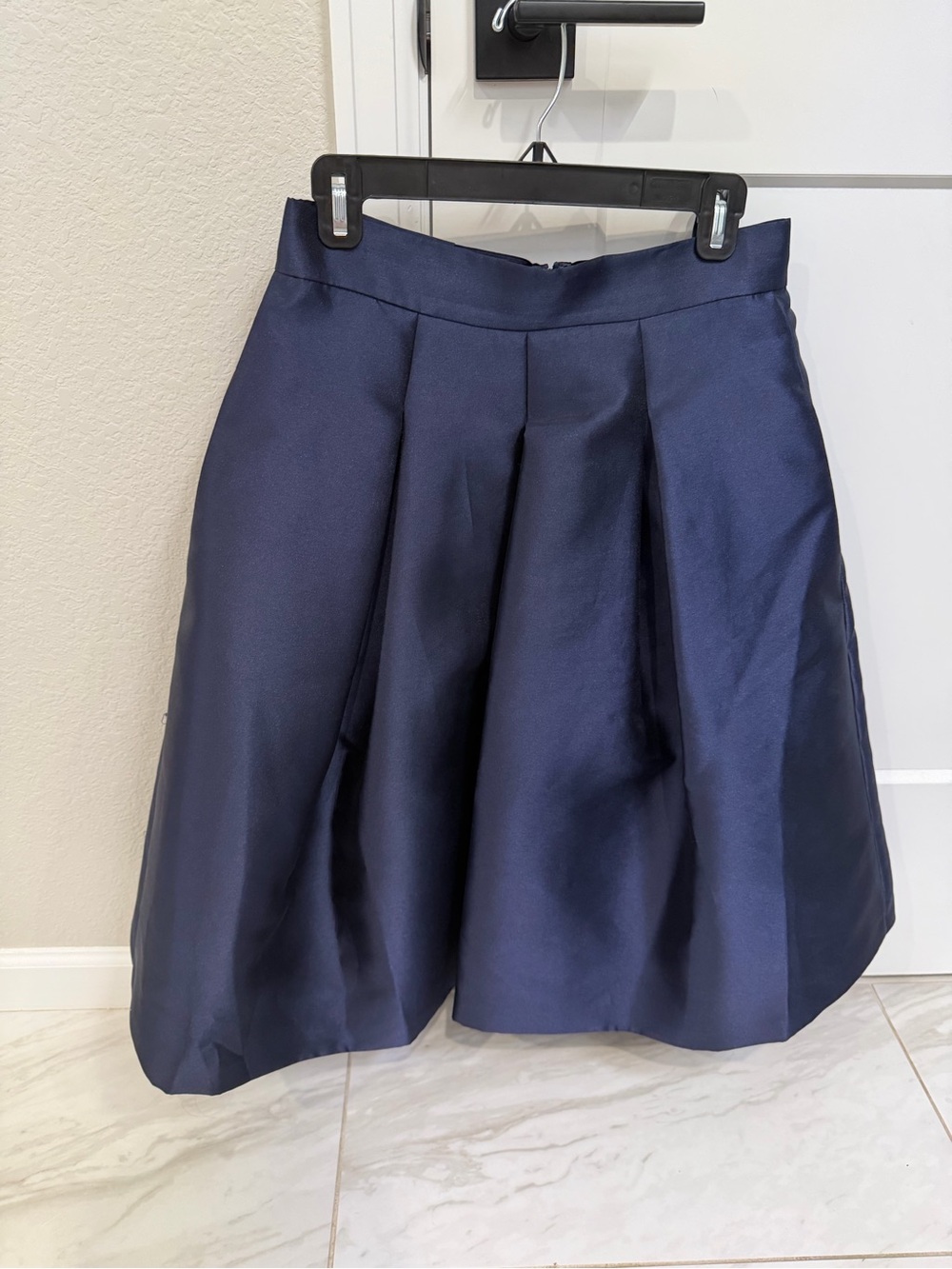 Eliza J Navy Box-Pleat A-Line Skirt